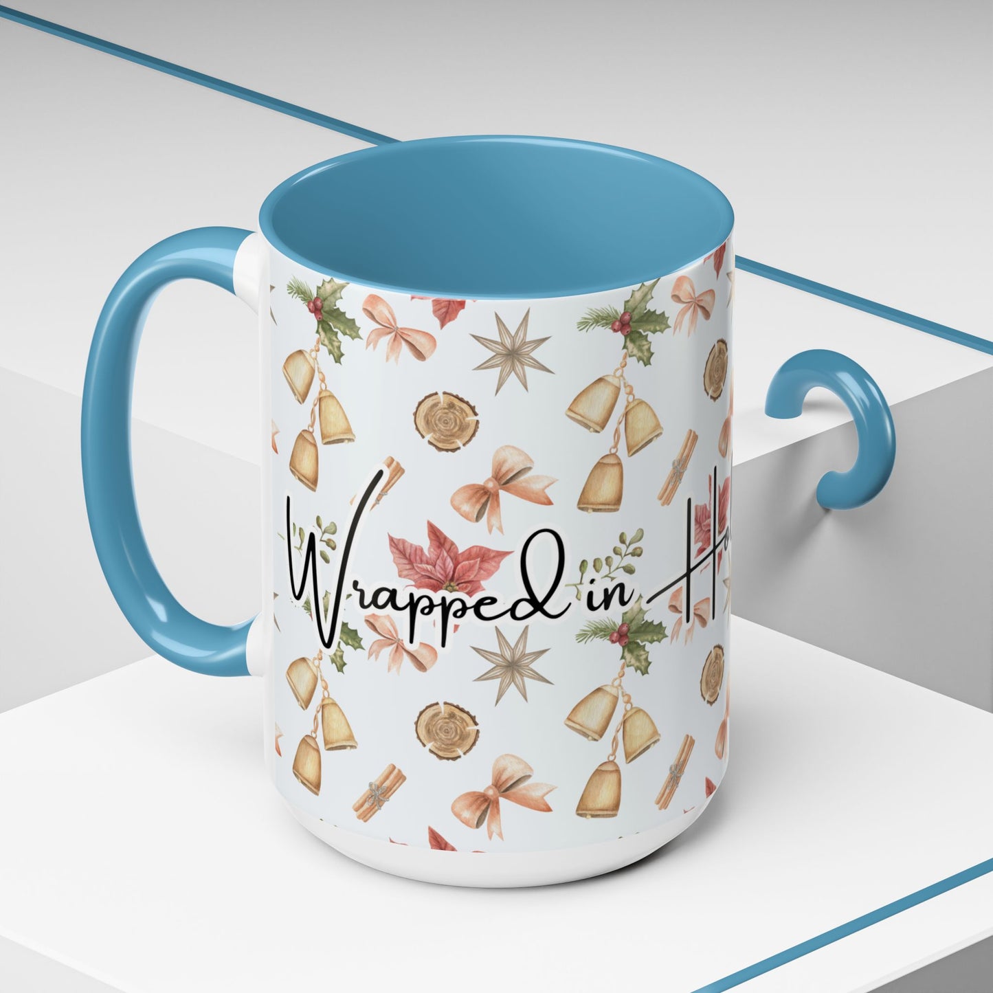 Holiday Warmth Christmas Mug – Festive Watercolor Pattern & Cozy Winter Gift