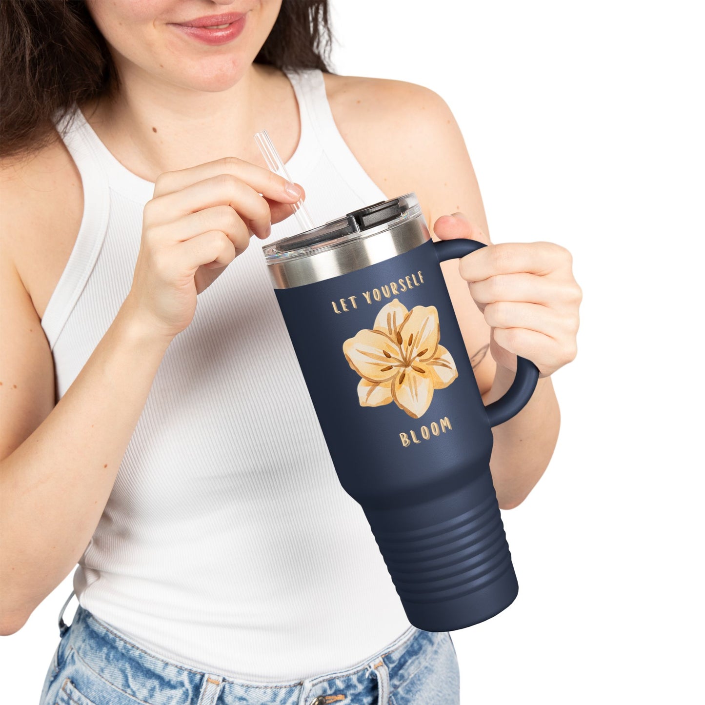Watercolor Floral Stainless Steel Tumbler – “Bloom Gently” (Calm Aesthetic, 5 Colours)