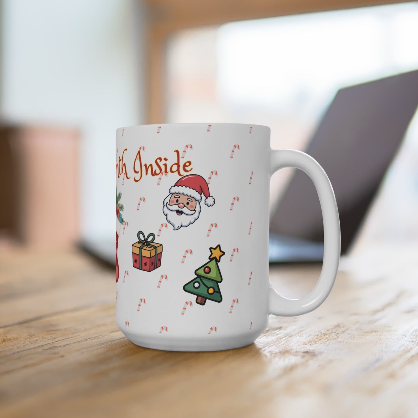 Winter Warmth Inside – Cute Christmas Stocking & Santa Mug