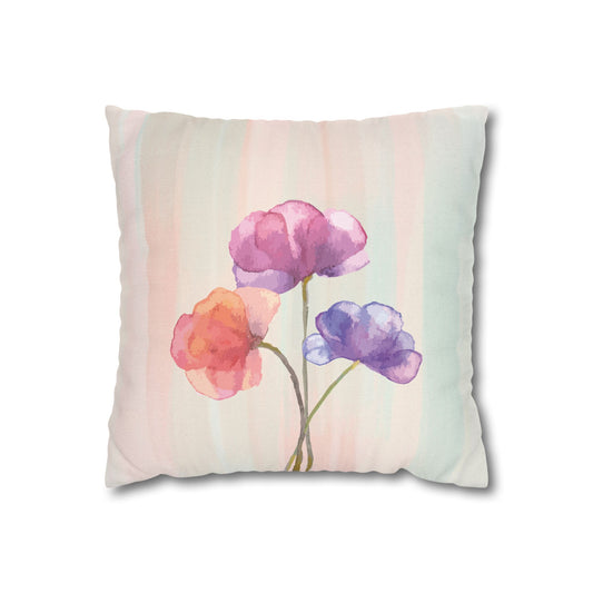 Watercolor Floral Cushion | Pastel Flower Pillow for Living Room & Bedroom Decor | Soft Aesthetic Throw Pillow