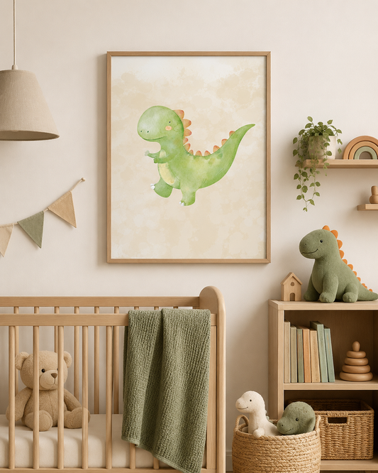 Cute Watercolor Dinosaur Nursery Wall Art Set Printable