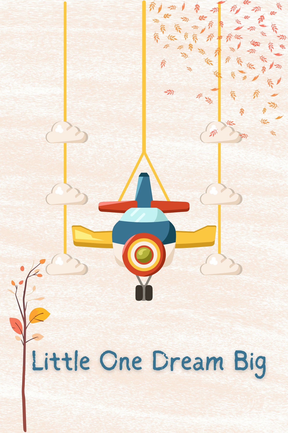 Airplane Nursery Wall Art Printable, Baby Boy Nursery Decor, Neutral Nursery Print, Little One Dream Big