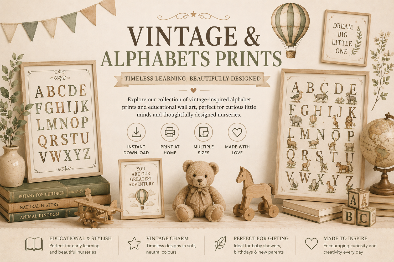 Vintage and Alphabets Prints