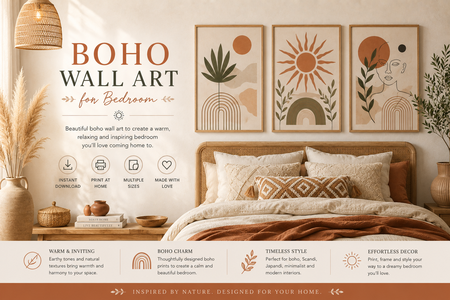 Boho Wall Art for Bedroom