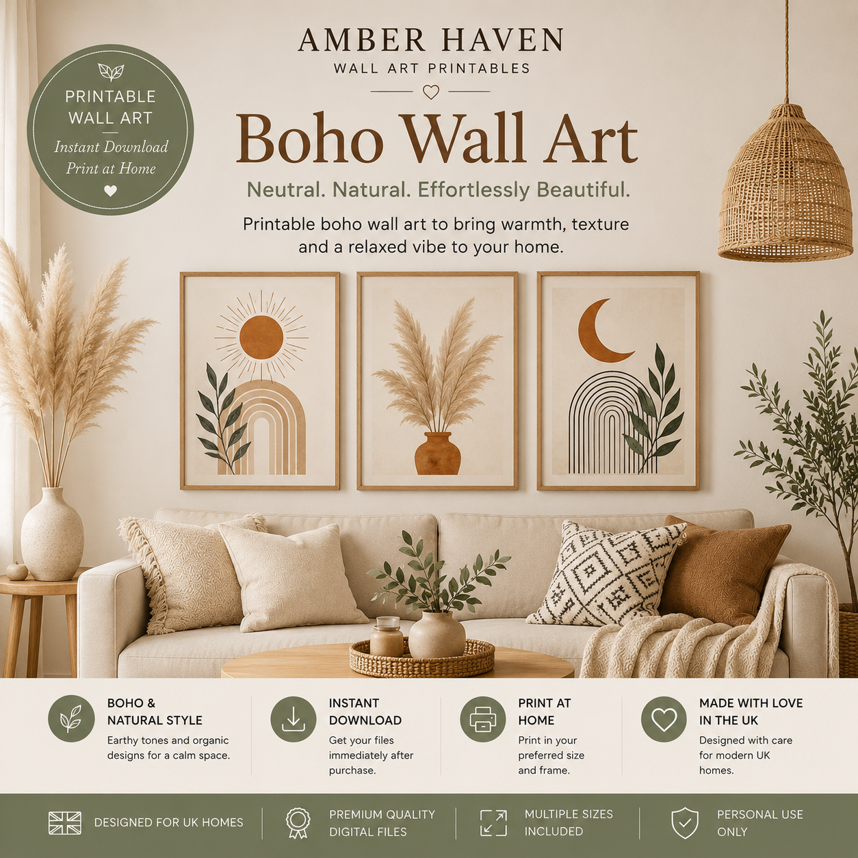 Boho Living Room Wall Art