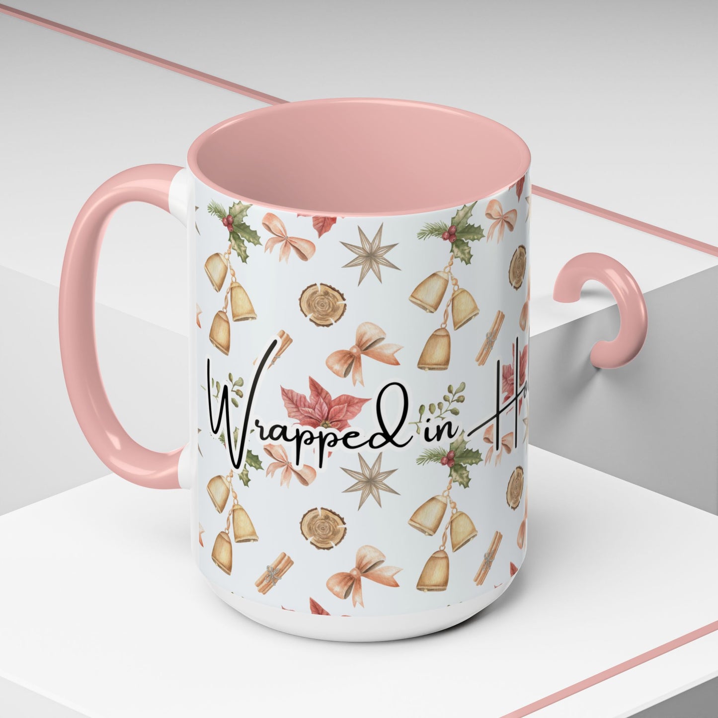 Holiday Warmth Christmas Mug – Festive Watercolor Pattern & Cozy Winter Gift
