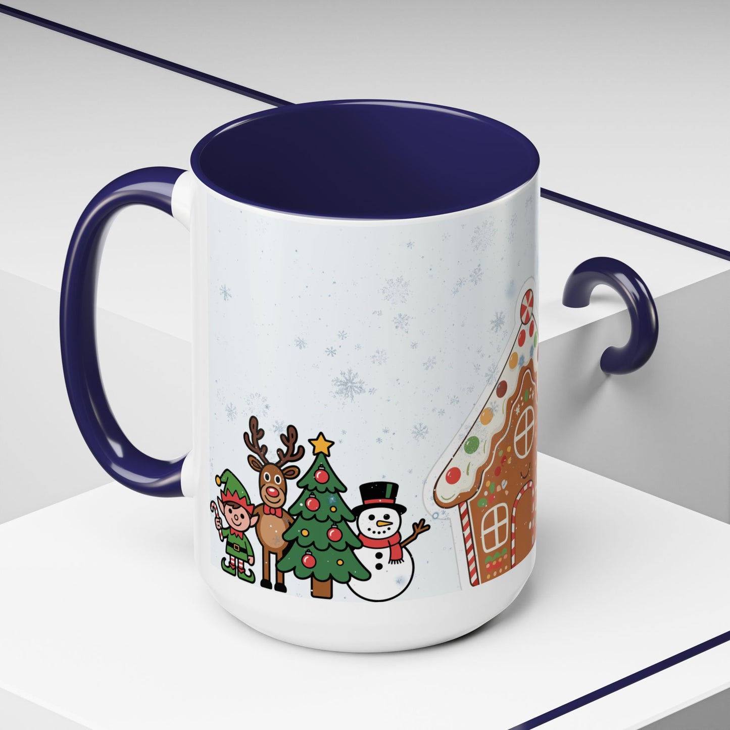 Christmas Gingerbread House Accent Coffee Mug — Festive Holiday Characters (11/15oz)