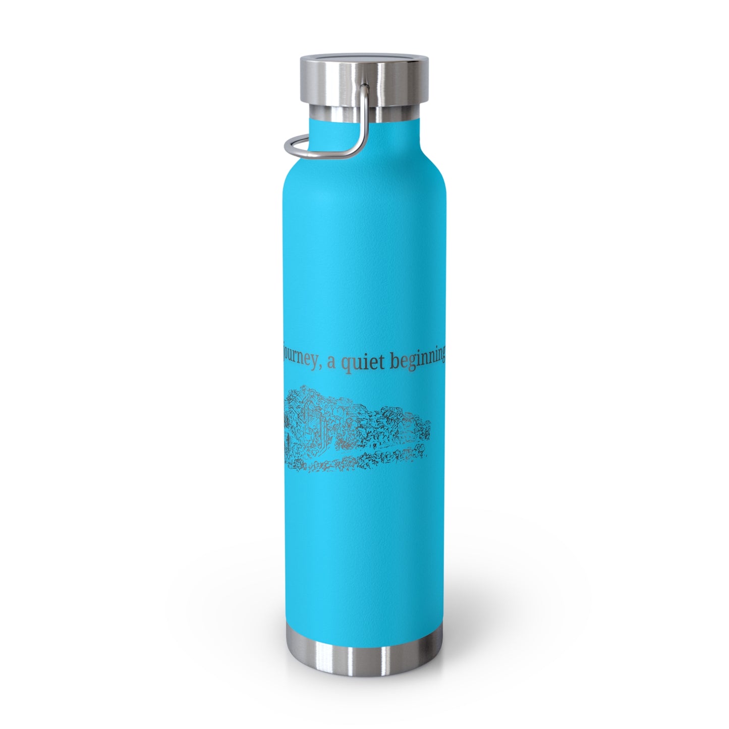 Minimal Stainless Steel Vacuum Bottle – “Every Stone Has a Story” | Historic Line Art Edition