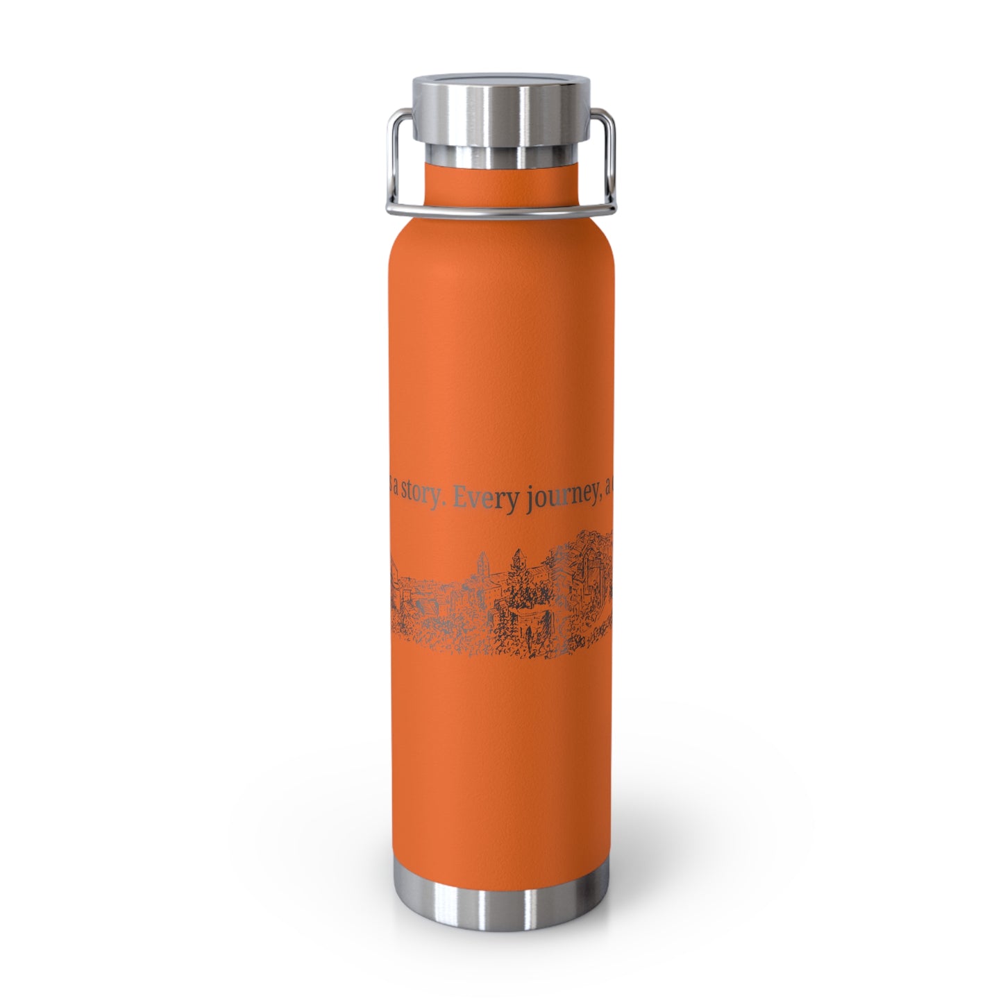 Minimal Stainless Steel Vacuum Bottle – “Every Stone Has a Story” | Historic Line Art Edition