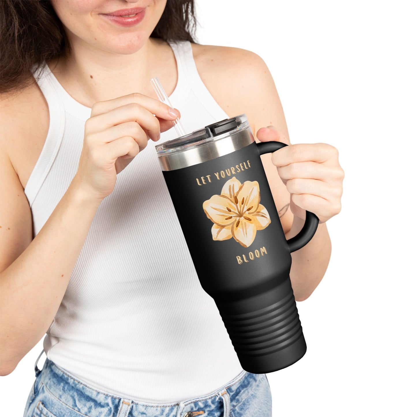 Watercolor Floral Stainless Steel Tumbler – “Bloom Gently” (Calm Aesthetic, 5 Colours)