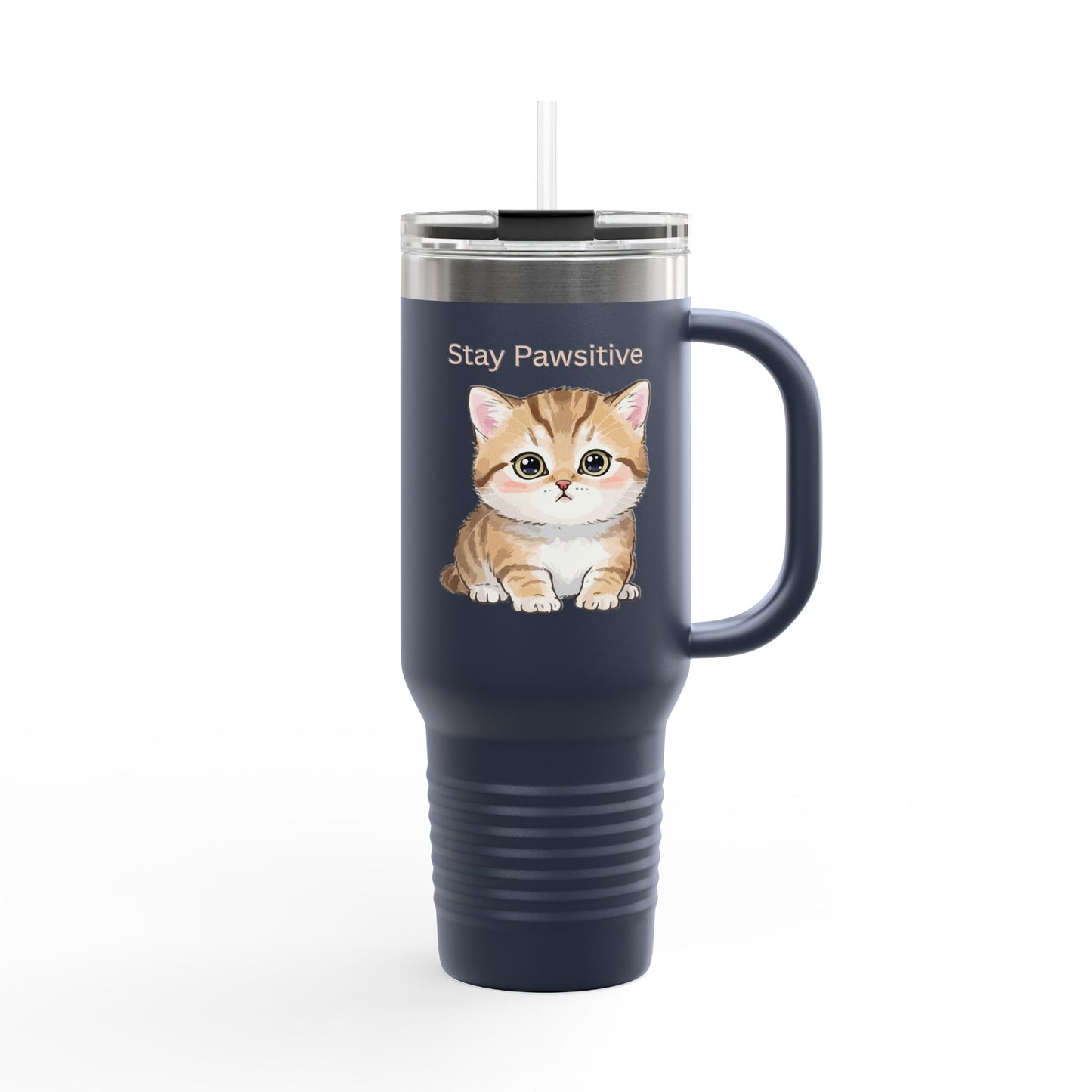 Stay Pawsitive – Cute Kitten Stainless Steel Tumbler (6 Colours)