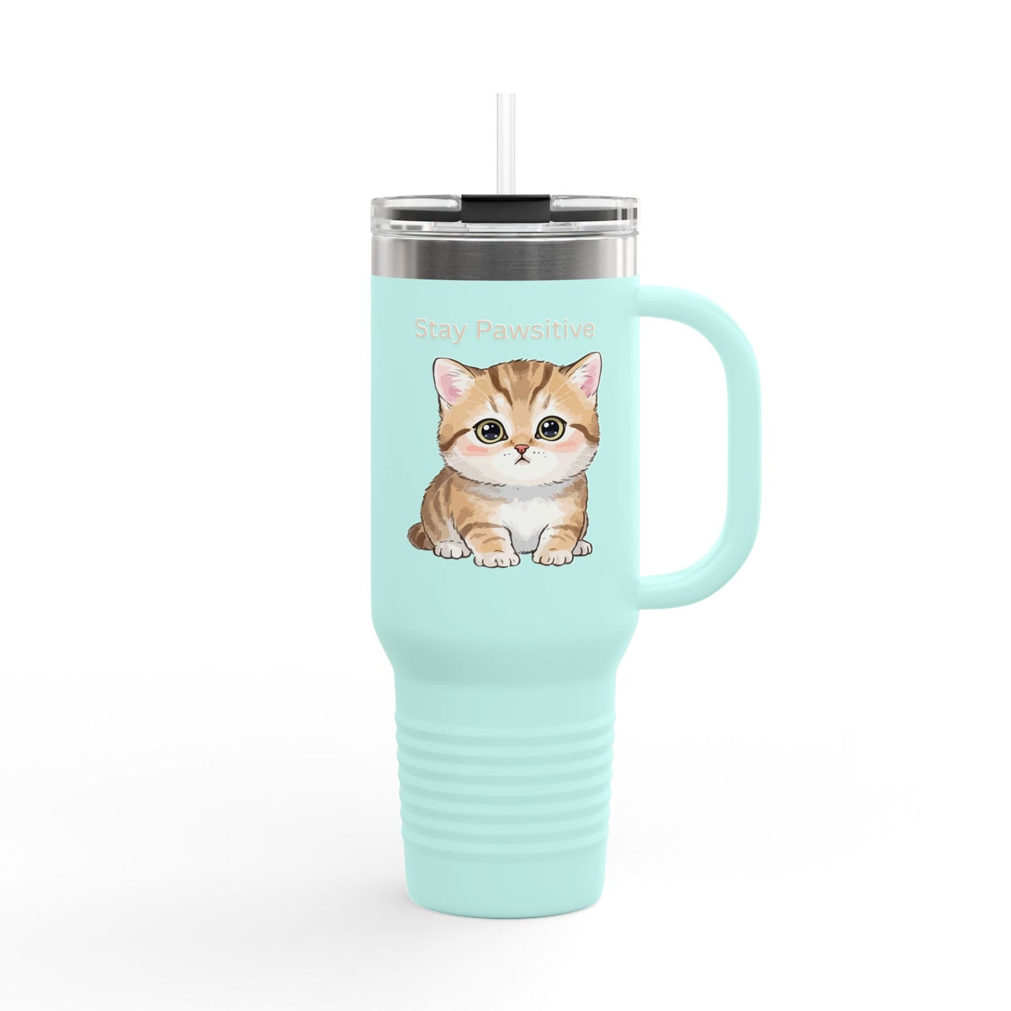 Stay Pawsitive – Cute Kitten Stainless Steel Tumbler (6 Colours)
