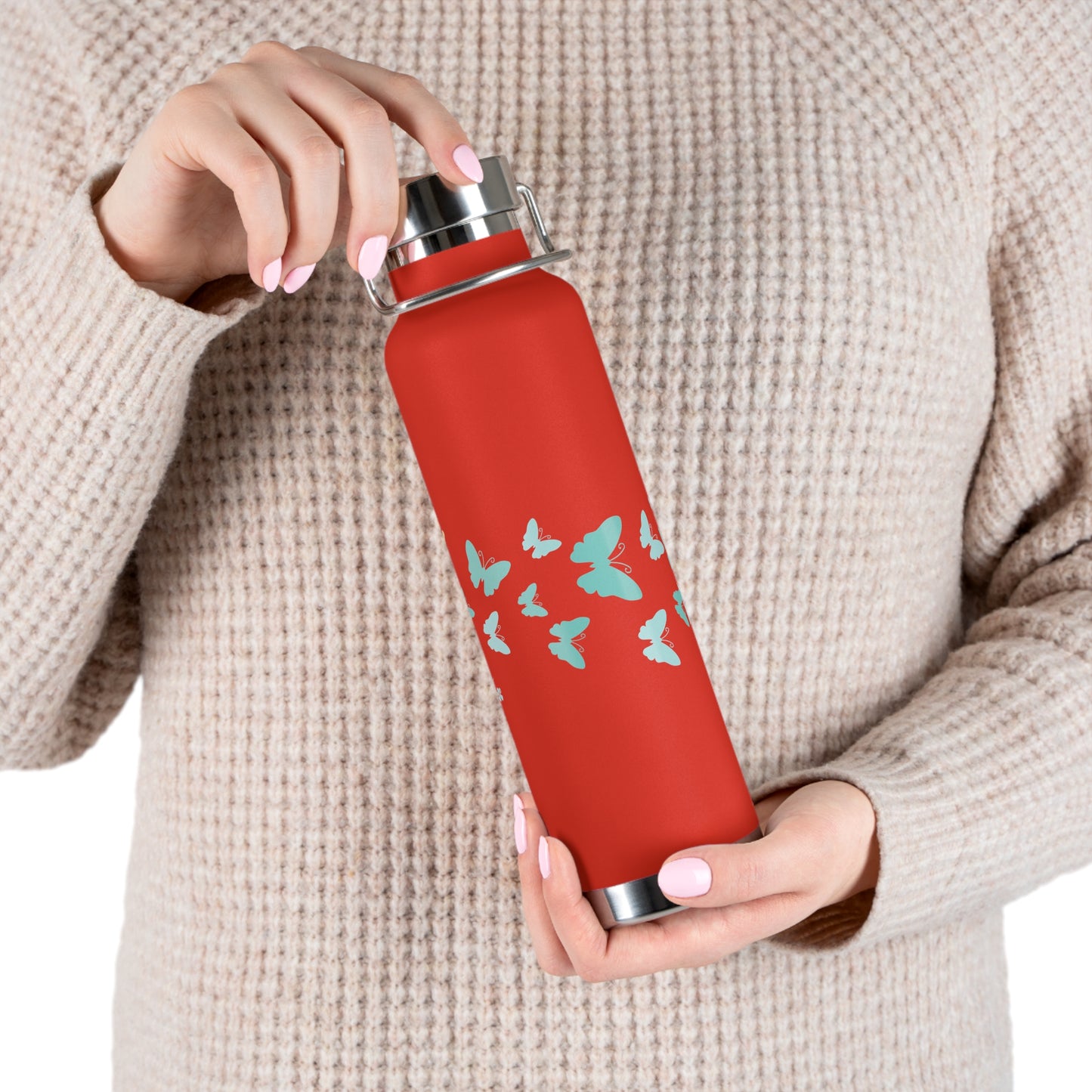 Butterfly Bloom 22oz Copper Vacuum Bottle | Floral Travel Water Bottle UK