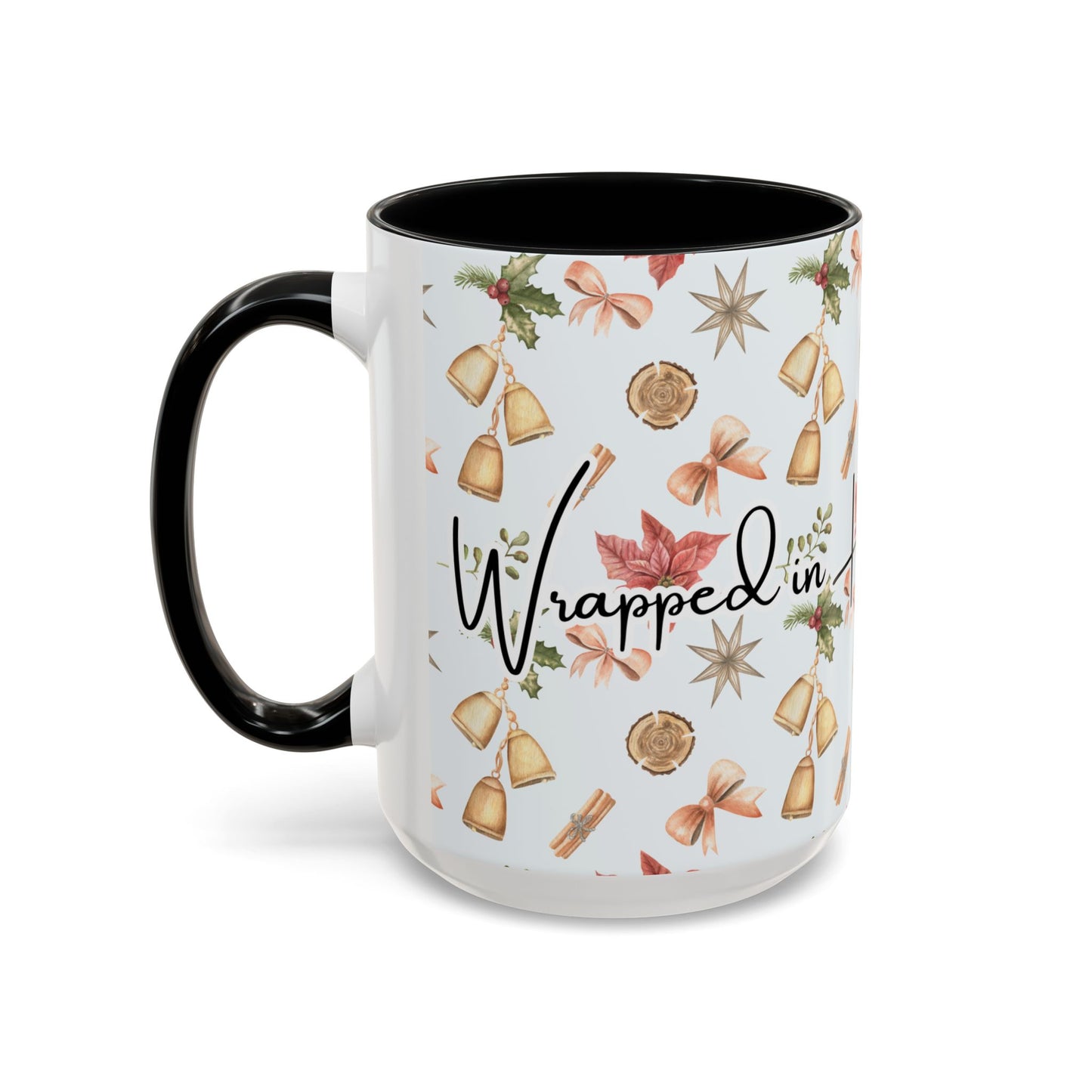 Holiday Warmth Christmas Mug – Festive Watercolor Pattern & Cozy Winter Gift