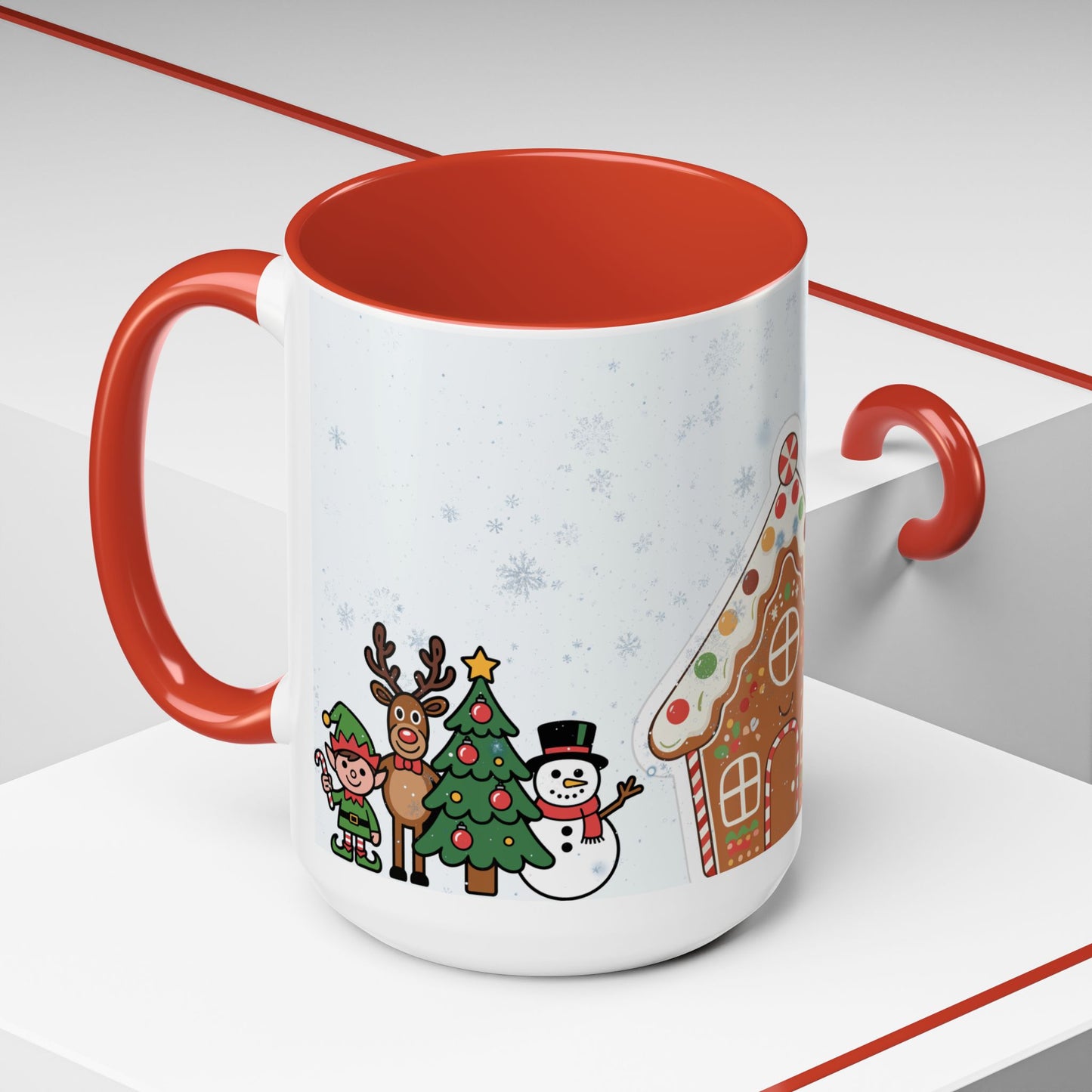 Christmas Gingerbread House Accent Coffee Mug — Festive Holiday Characters (11/15oz)