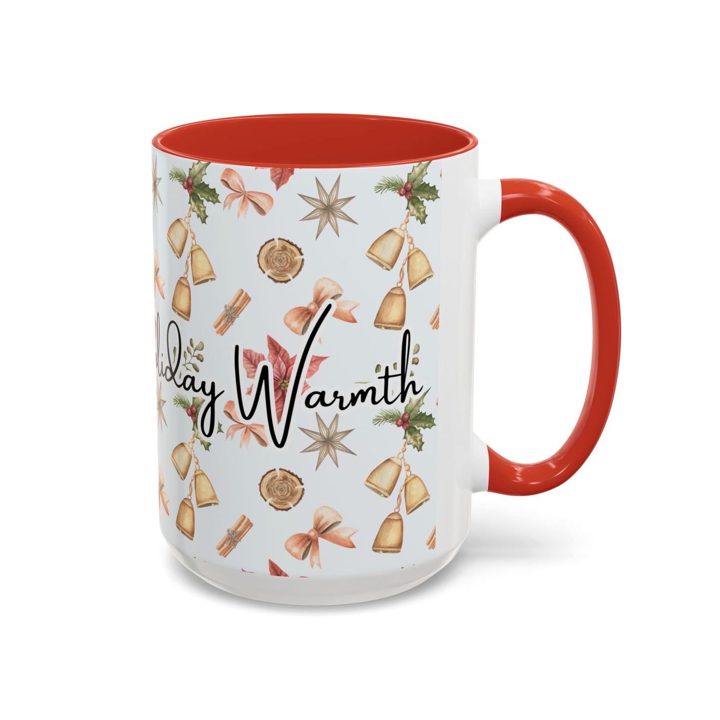Holiday Warmth Christmas Mug – Festive Watercolor Pattern & Cozy Winter Gift