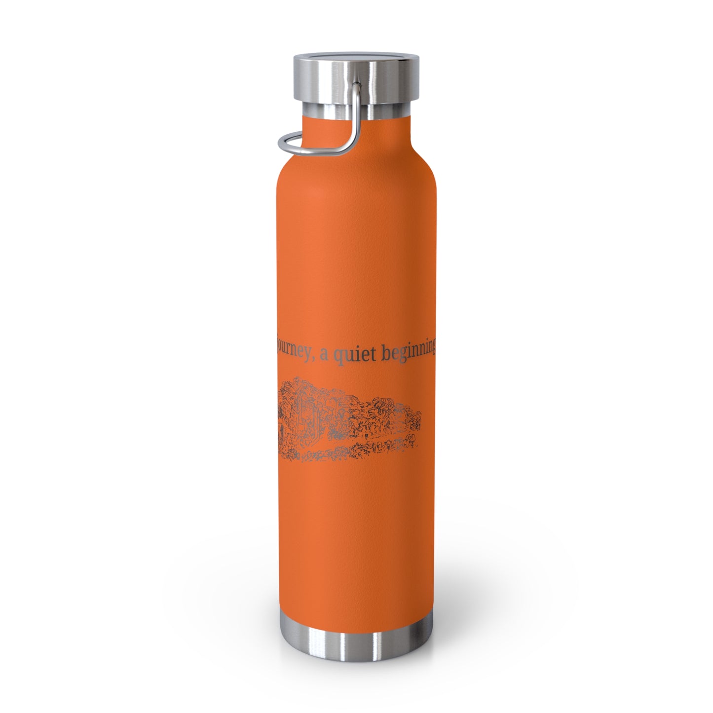 Minimal Stainless Steel Vacuum Bottle – “Every Stone Has a Story” | Historic Line Art Edition