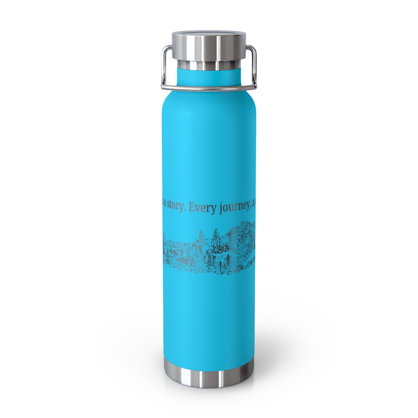 Minimal Stainless Steel Vacuum Bottle – “Every Stone Has a Story” | Historic Line Art Edition