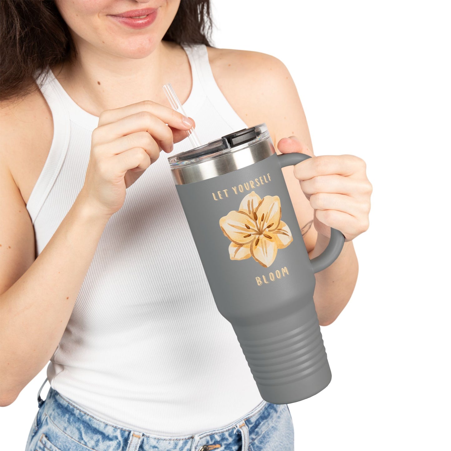 Watercolor Floral Stainless Steel Tumbler – “Bloom Gently” (Calm Aesthetic, 5 Colours)