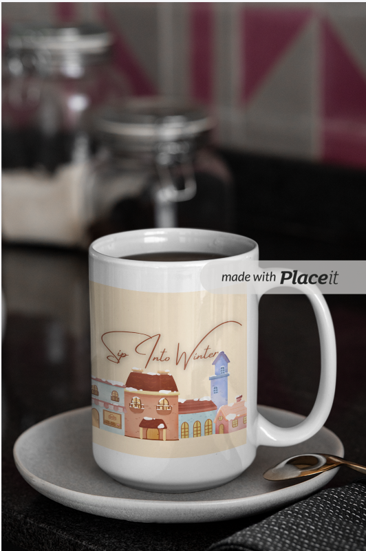 Sip Into Winter Mug – Cozy Winter Village Coffee Cup, Warm Seasonal Drinkware, Cute Holiday Ceramic Mug