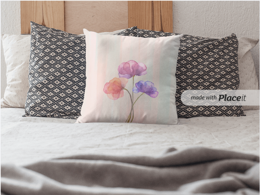 Watercolor Floral Cushion | Pastel Flower Pillow for Living Room & Bedroom Decor | Soft Aesthetic Throw Pillow