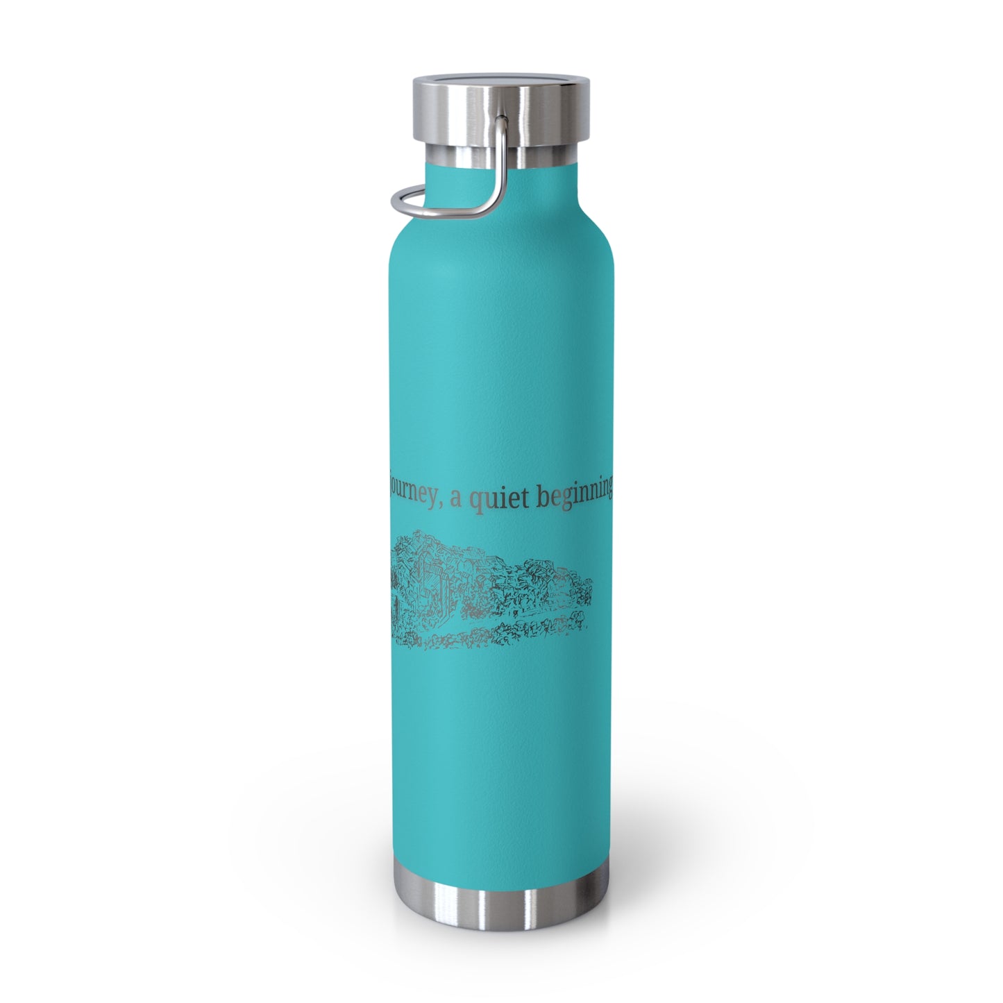 Minimal Stainless Steel Vacuum Bottle – “Every Stone Has a Story” | Historic Line Art Edition