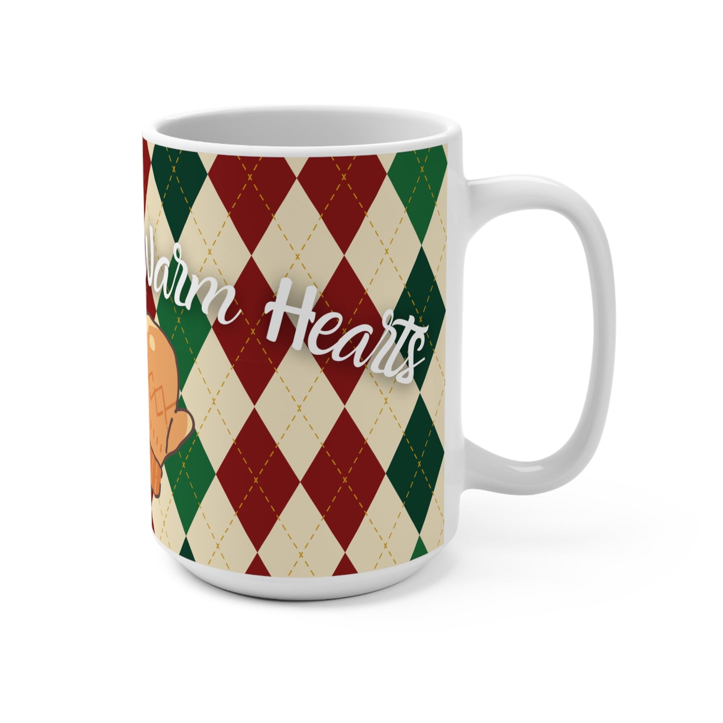 Cozy Bakery Mug – Cute Cupcake & Cookie Argyle Coffee Cup, Winter Dessert Mug, Cute Aesthetic Ceramic Mug for Sweet Lovers