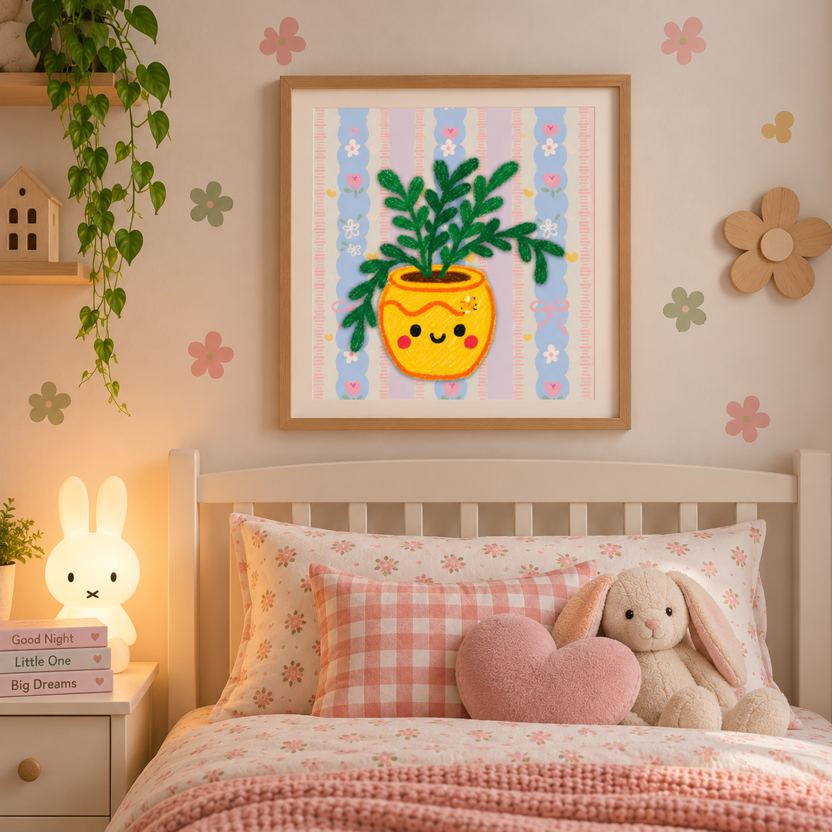 Botanical Nursery Wall Art Printable | Cute Plant Wall Decor for Baby Girl Room | Floral Nursery Art