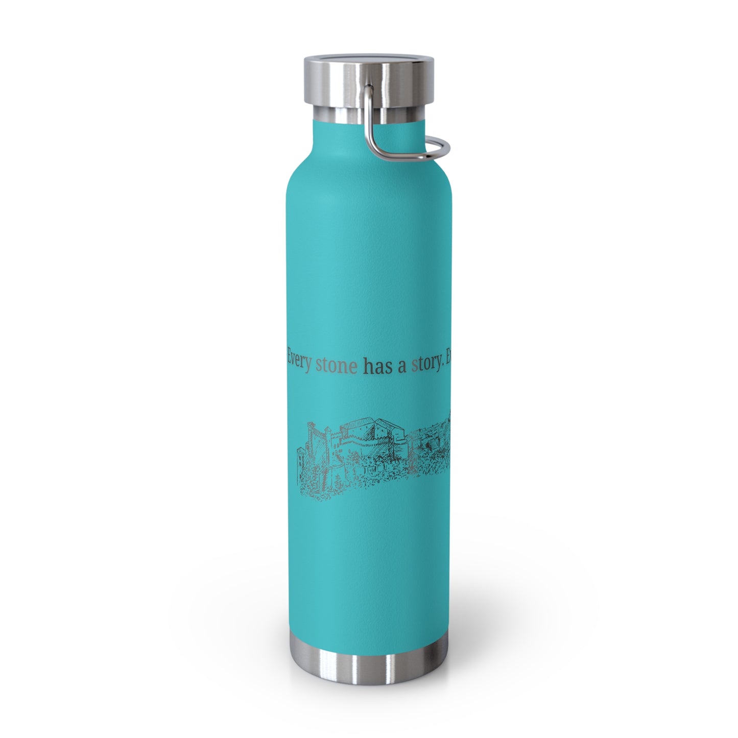 Minimal Stainless Steel Vacuum Bottle – “Every Stone Has a Story” | Historic Line Art Edition