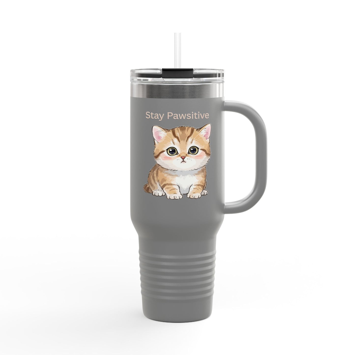 Stay Pawsitive – Cute Kitten Stainless Steel Tumbler (6 Colours)