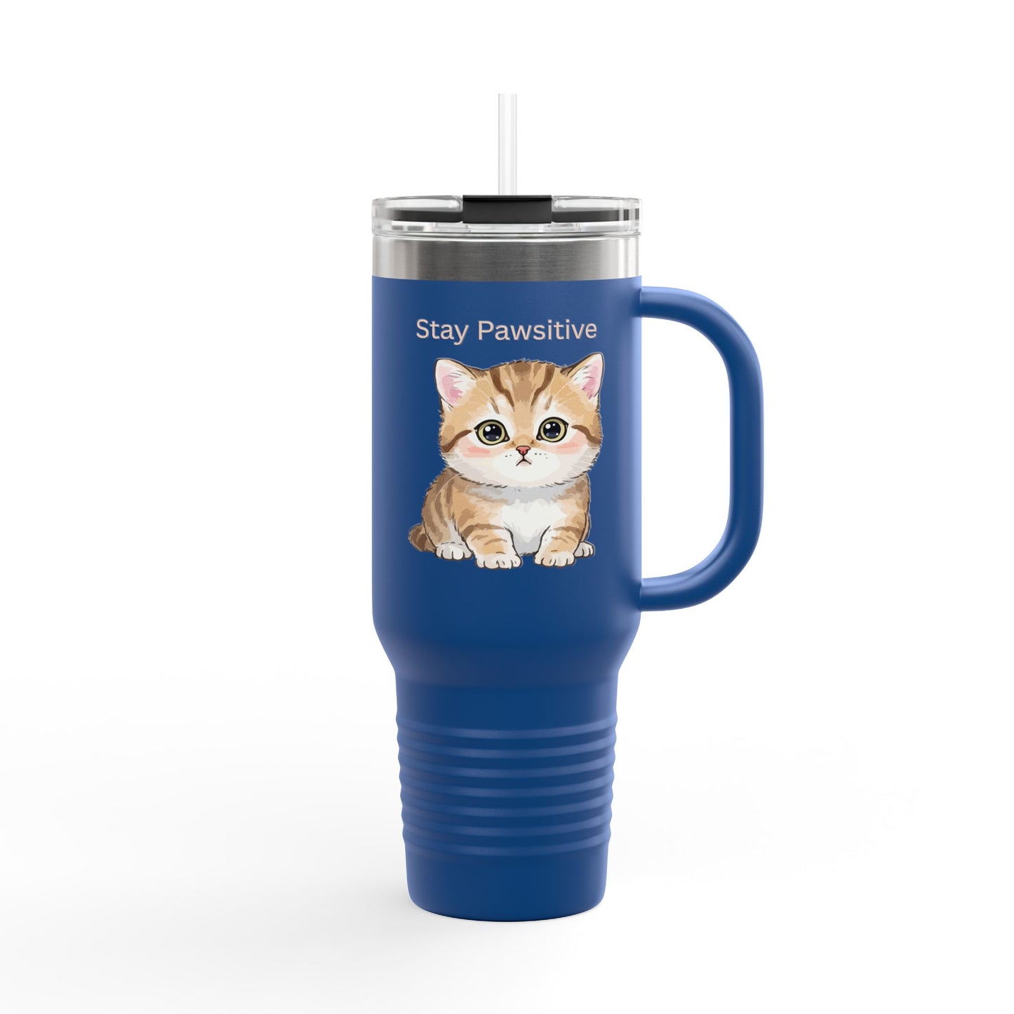 Stay Pawsitive – Cute Kitten Stainless Steel Tumbler (6 Colours)