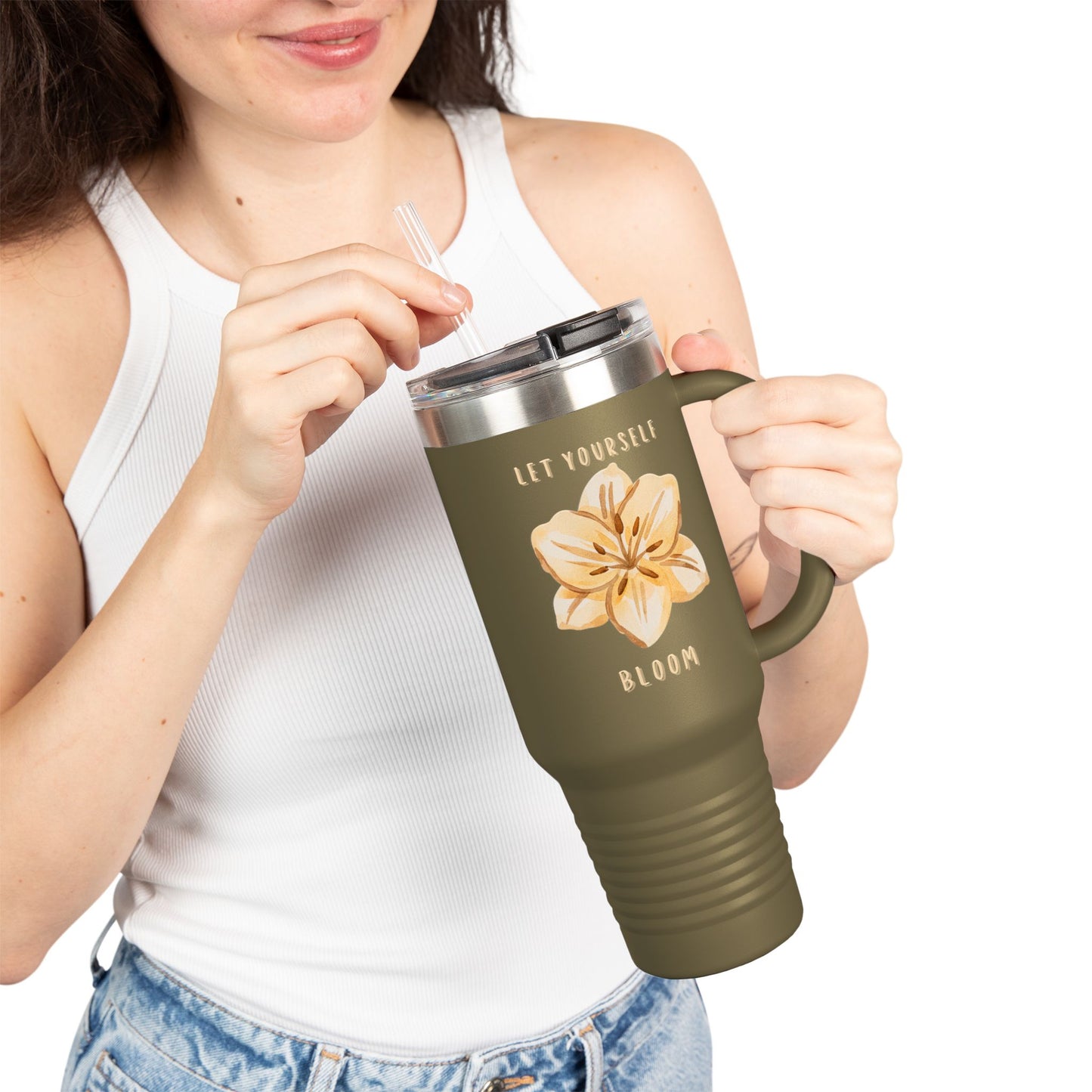 Watercolor Floral Stainless Steel Tumbler – “Bloom Gently” (Calm Aesthetic, 5 Colours)