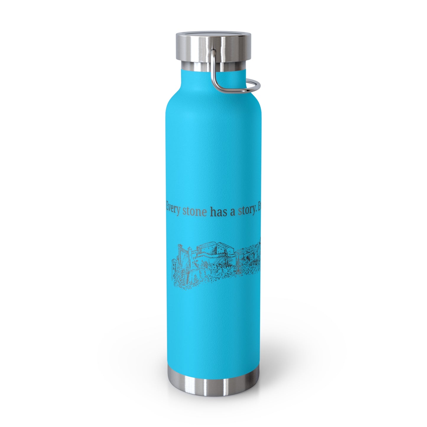 Minimal Stainless Steel Vacuum Bottle – “Every Stone Has a Story” | Historic Line Art Edition