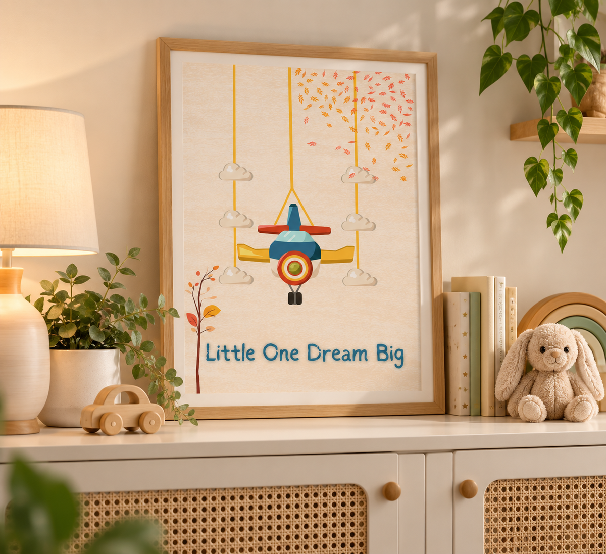 Airplane Nursery Wall Art Printable, Baby Boy Nursery Decor, Neutral Nursery Print, Little One Dream Big