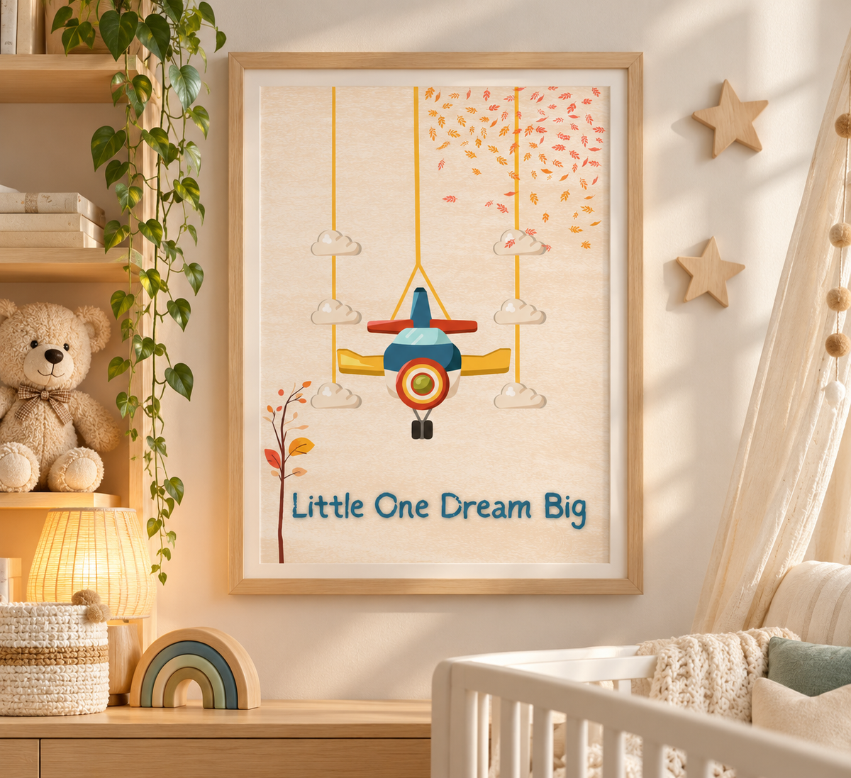 Airplane Nursery Wall Art Printable, Baby Boy Nursery Decor, Neutral Nursery Print, Little One Dream Big