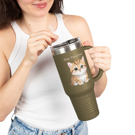 Stay Pawsitive – Cute Kitten Stainless Steel Tumbler (6 Colours)