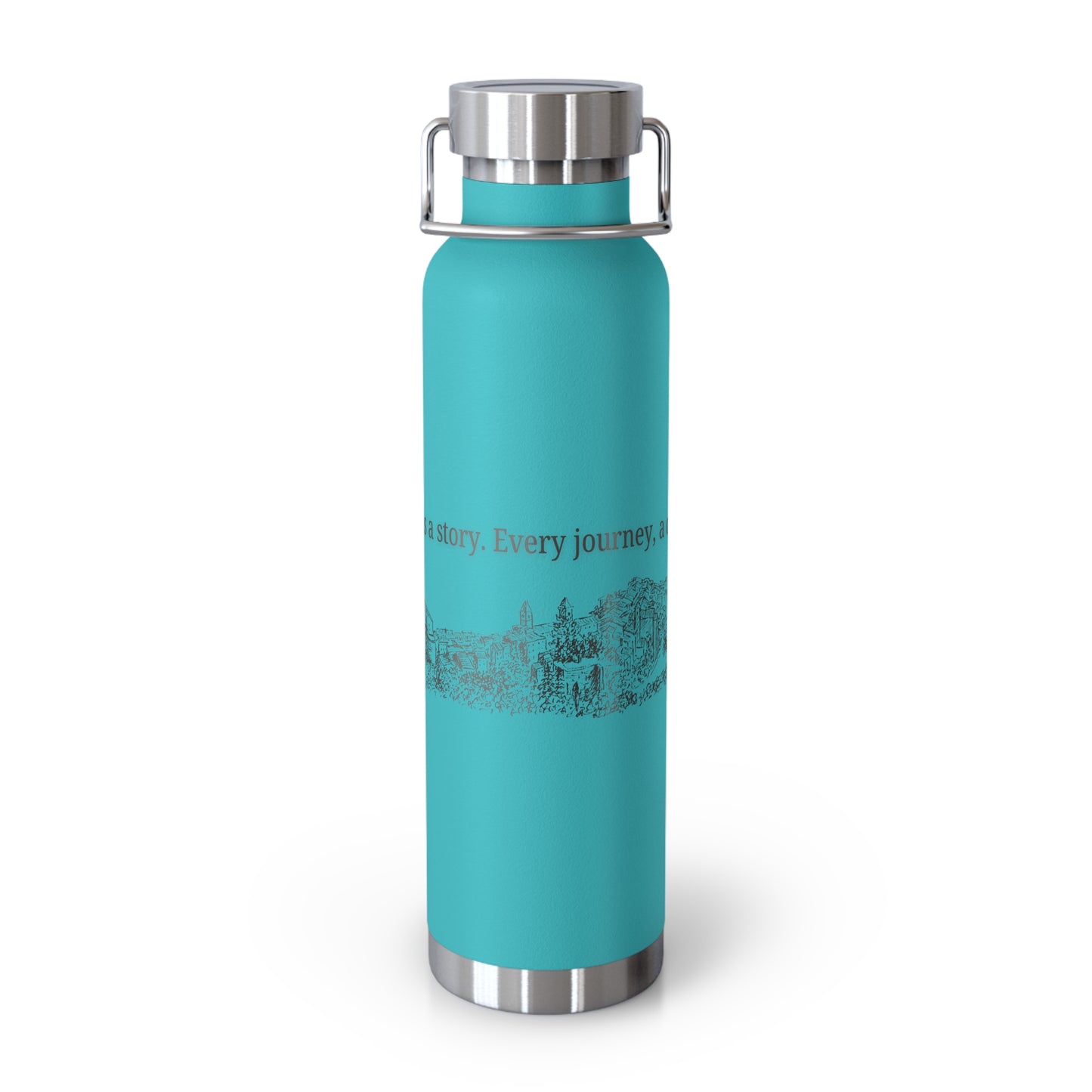 Minimal Stainless Steel Vacuum Bottle – “Every Stone Has a Story” | Historic Line Art Edition