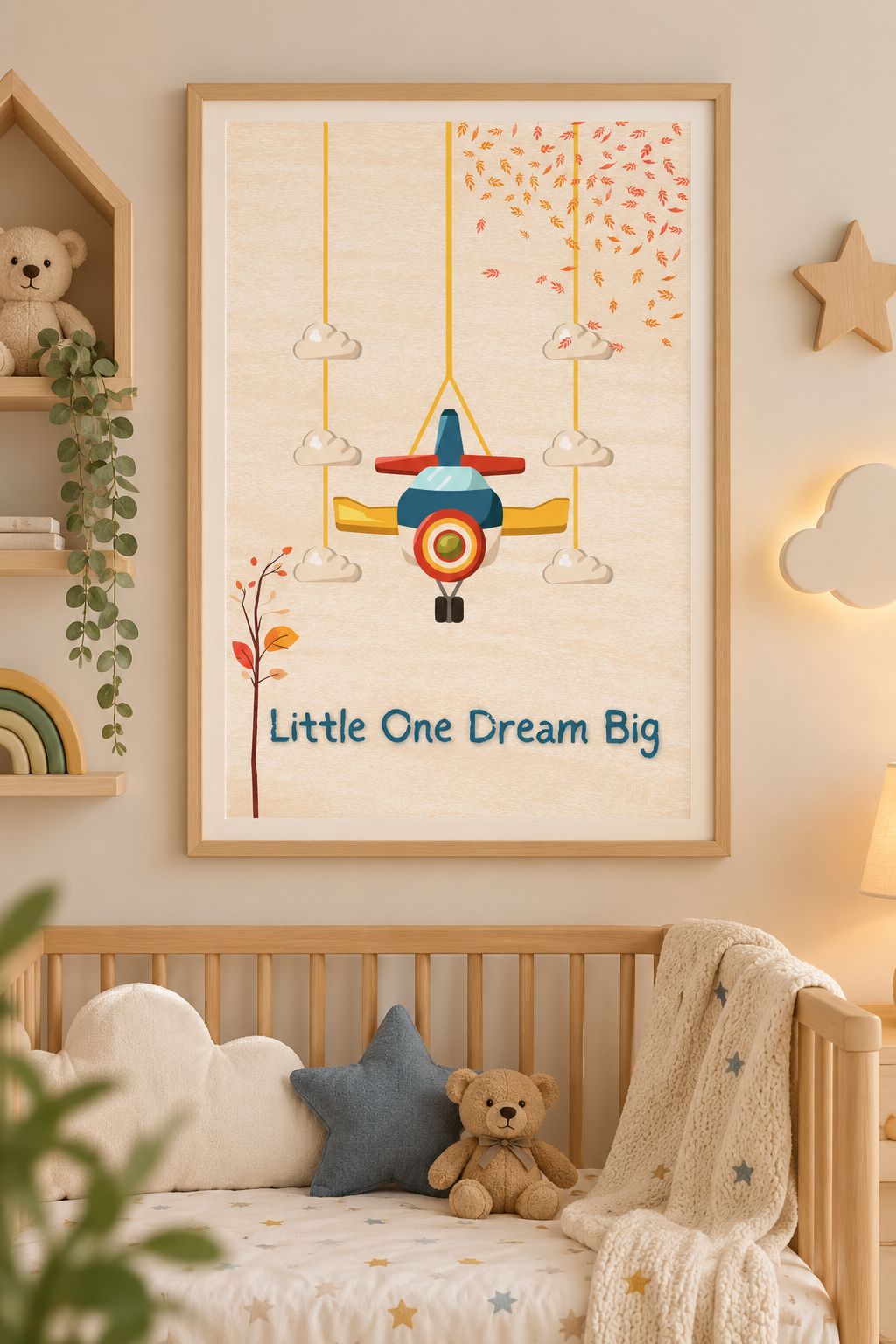 Airplane Nursery Wall Art Printable, Baby Boy Nursery Decor, Neutral Nursery Print, Little One Dream Big