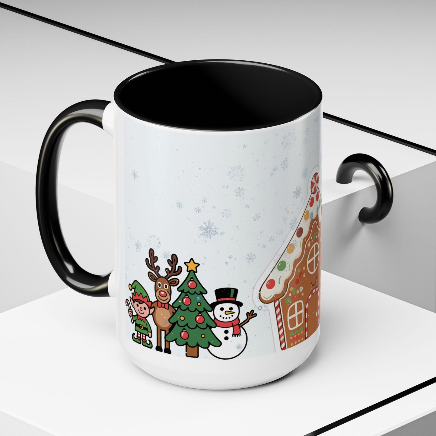 Christmas Gingerbread House Accent Coffee Mug — Festive Holiday Characters (11/15oz)