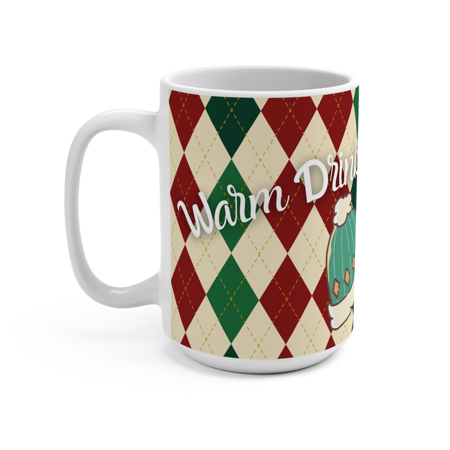 Cozy Bakery Mug – Cute Cupcake & Cookie Argyle Coffee Cup, Winter Dessert Mug, Cute Aesthetic Ceramic Mug for Sweet Lovers