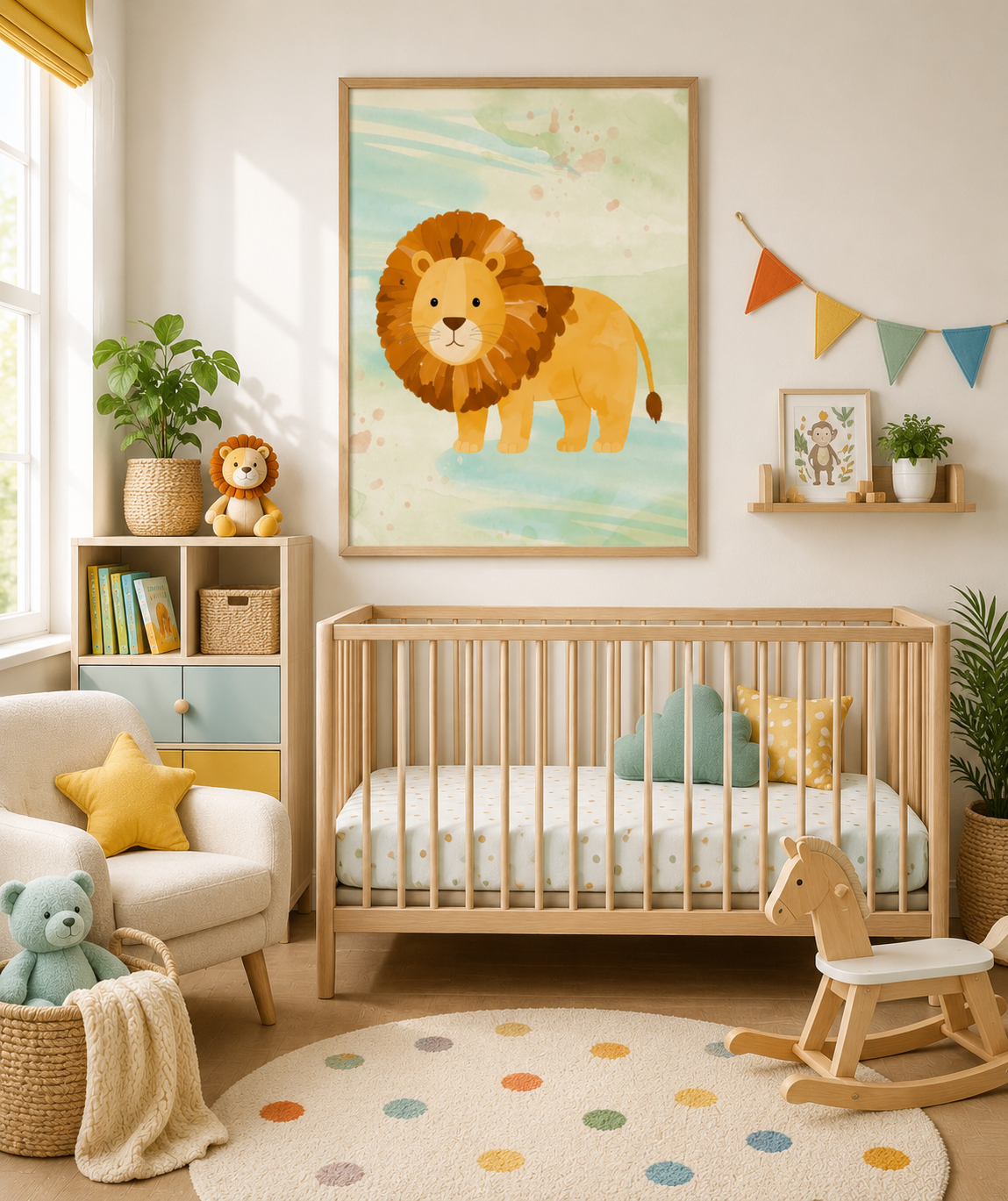 Safari Nursery Wall Art Set Printable – Watercolor Jungle Animal Prints for Baby Nursery Decor