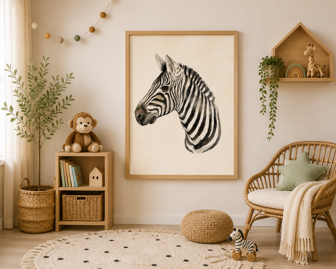 Safari Nursery Wall Art Set of 3 Printable – Jungle Animal Nursery Prints