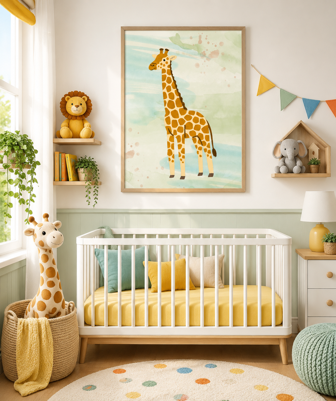 Safari Nursery Wall Art Set Printable – Watercolor Jungle Animal Prints for Baby Nursery Decor