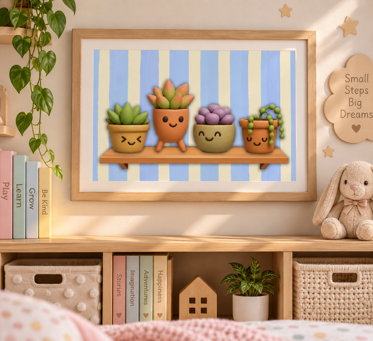Cute Botanical Nursery Wall Art Printable | Succulent Plant Nursery Decor | Kids Room Wall Art | Digital Download UK